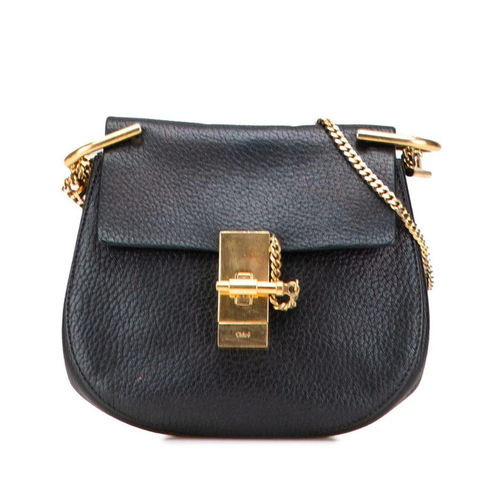 Chloe Drew Chain Shoulder Bag Black Leather